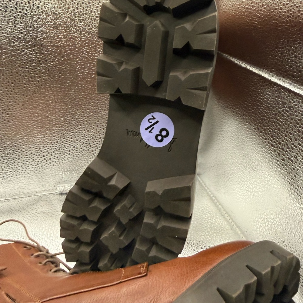 SAM EDELMAN Women's 8.5 Leather Cognac Garret Platform Combat Boots - Picture 8 of 8